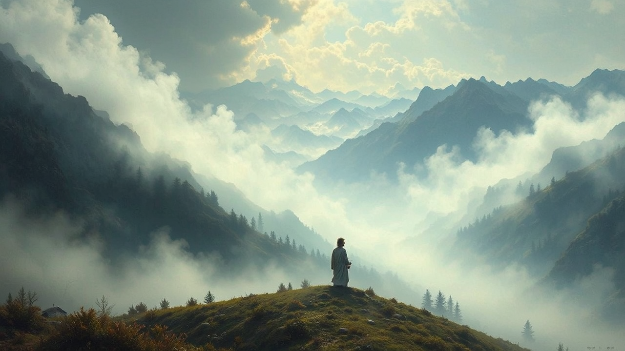 Ethereal deity in misty