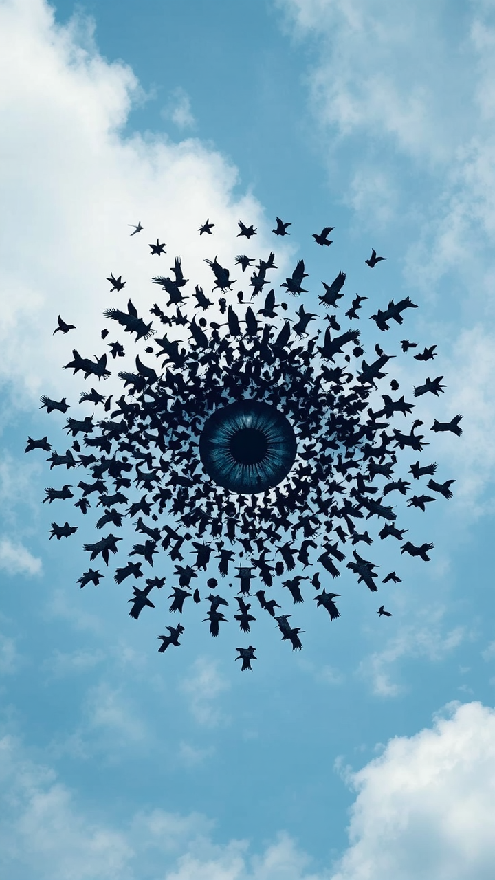 Flock of crows forms