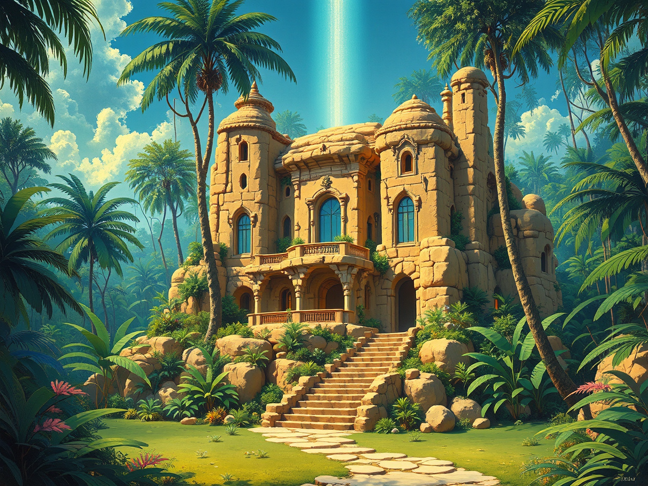 A sandstone villa at