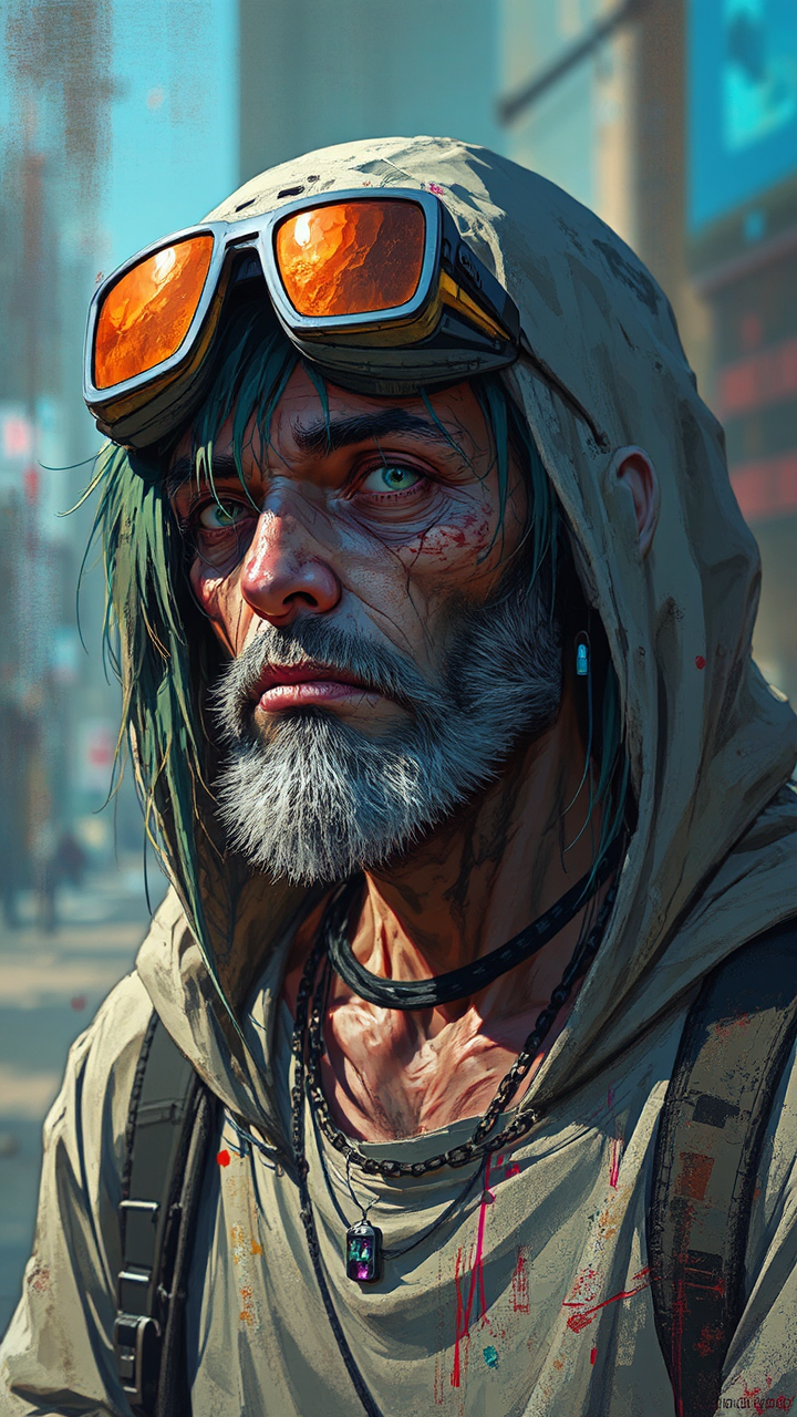 Cyberpunk style homeless digital