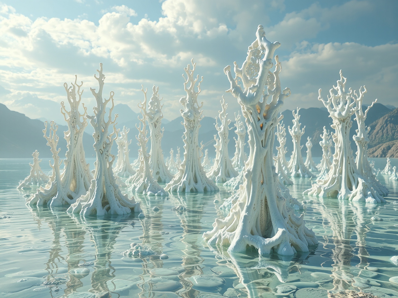 Ethereal chaotic underwater scene