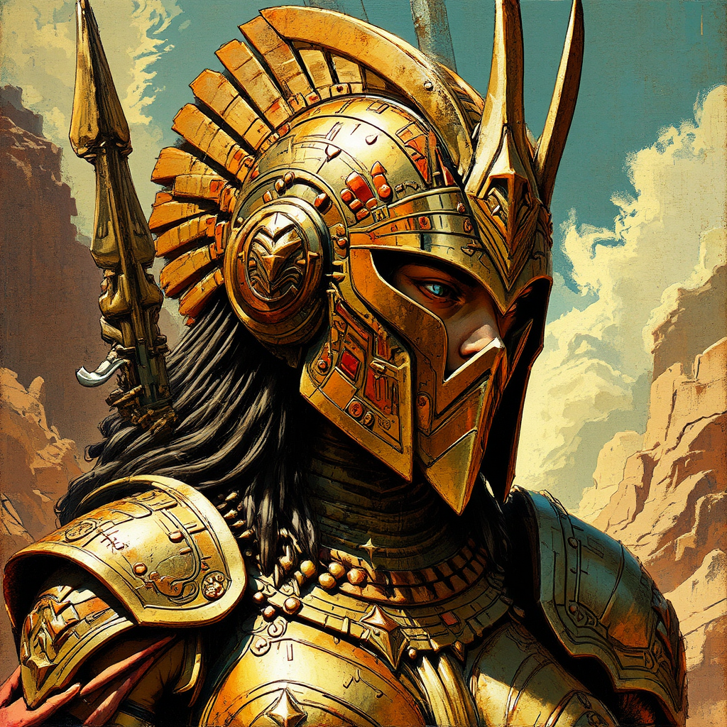 Aztec warriors in ornate