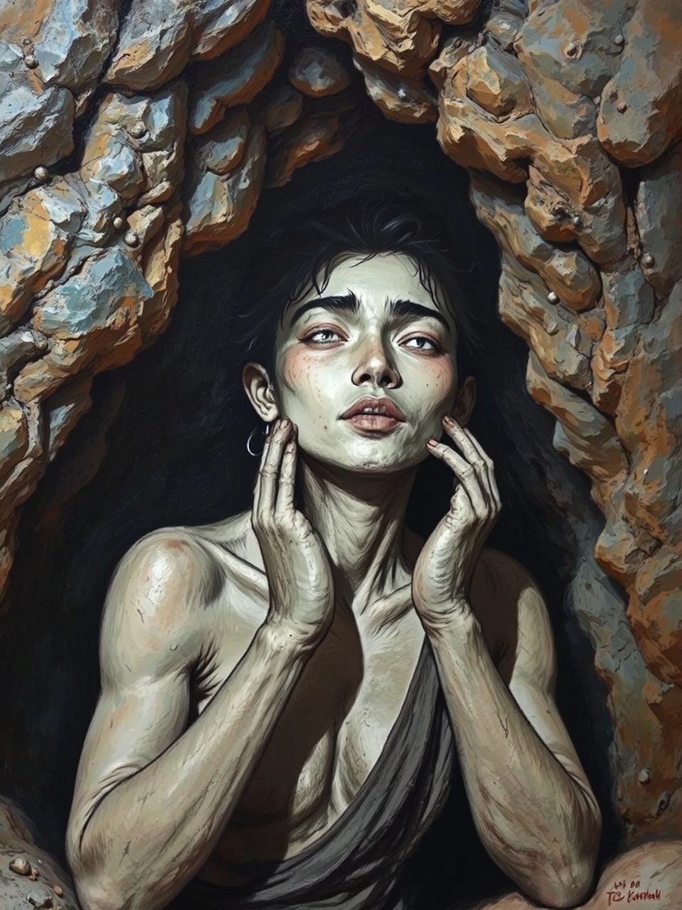 Ancient cave painting of