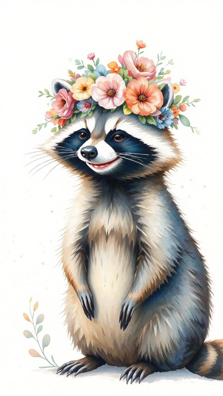 A smiling raccoon in