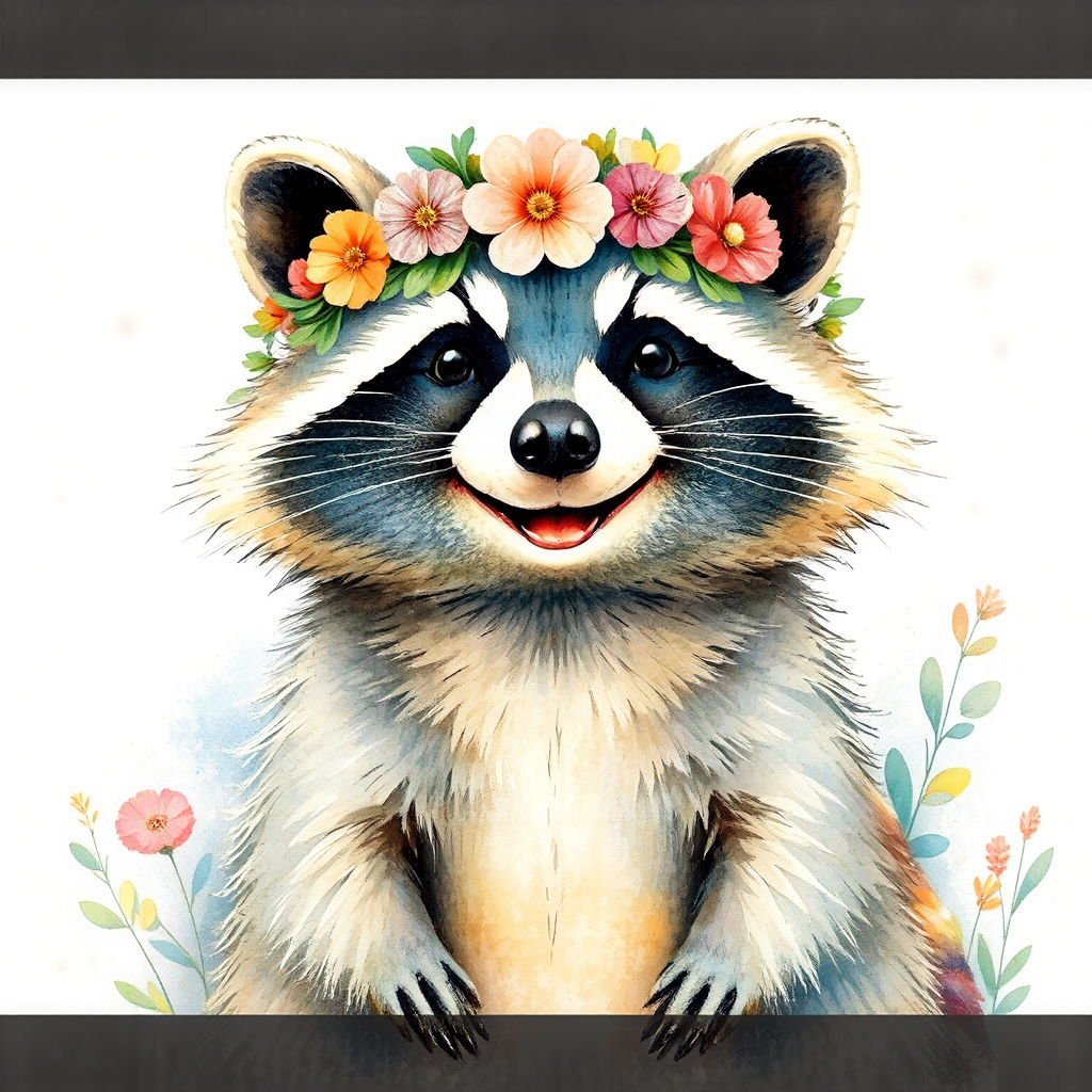 A smiling raccoon in