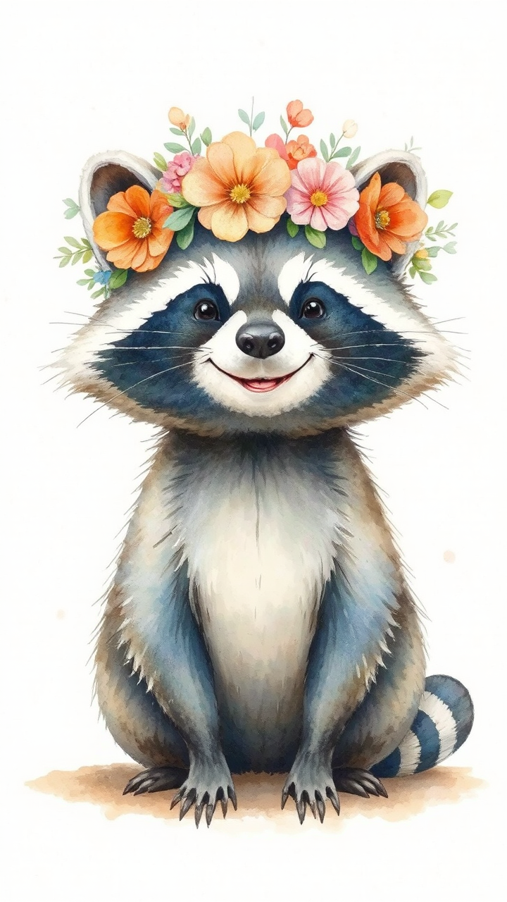 A smiling raccoon in