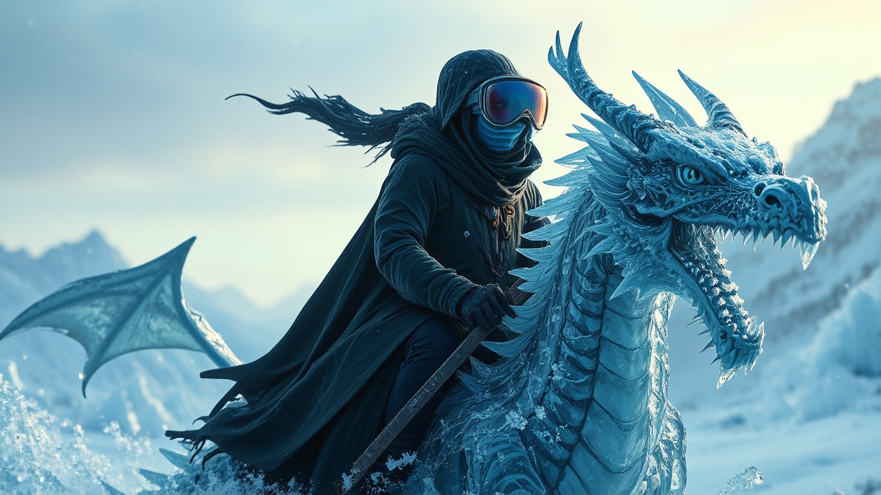 Figure rides icy dragon