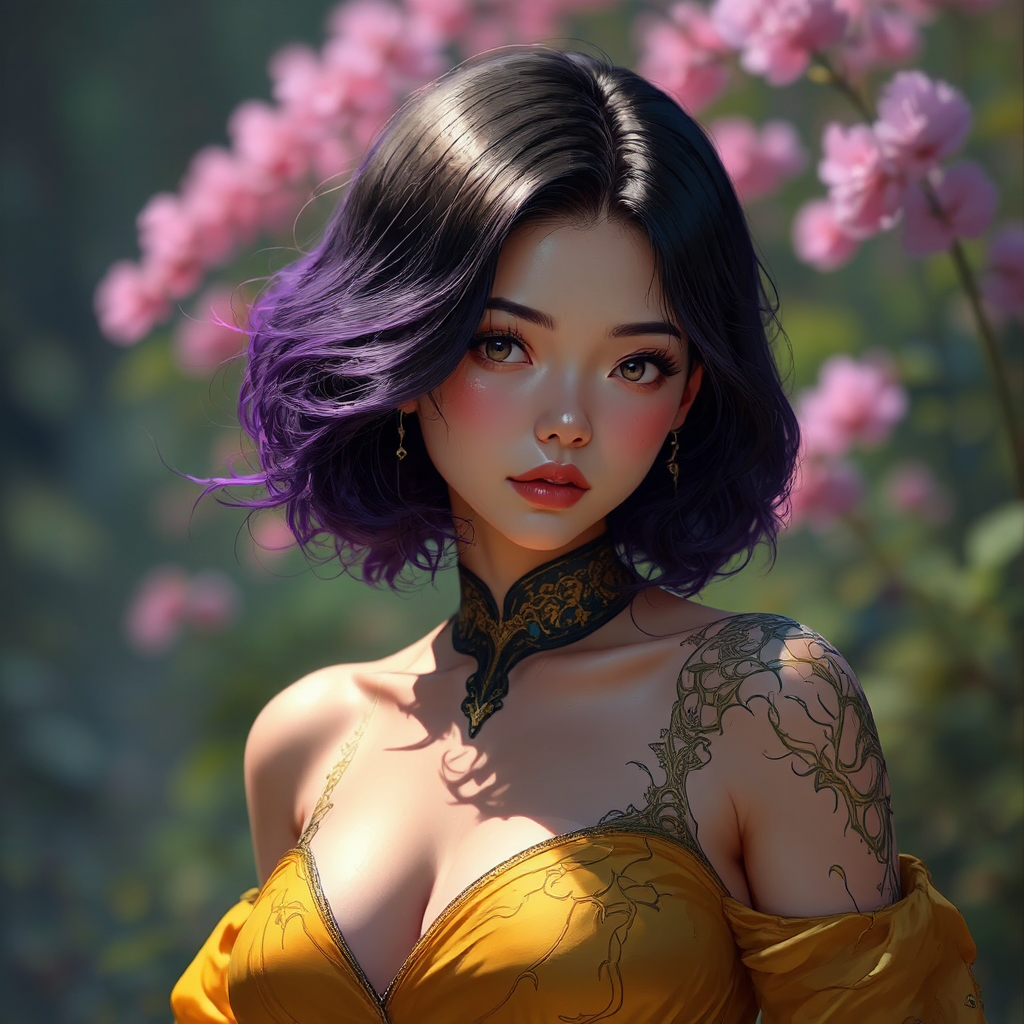 Ultra-realistic violet parr illustration.