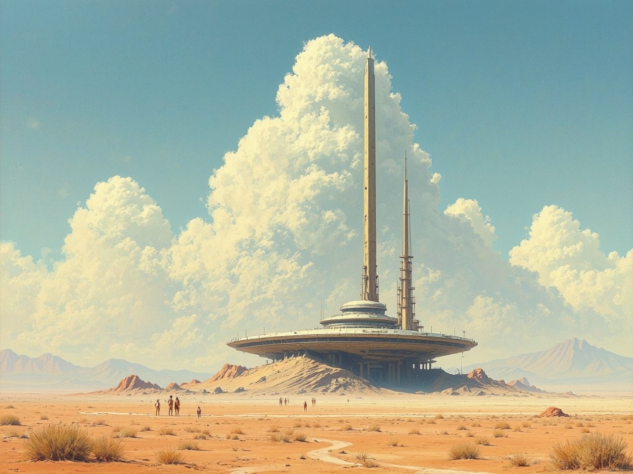 Spaceport in barren desert