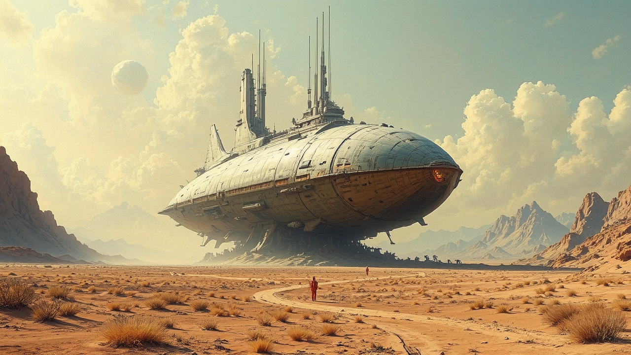 A lone spaceship on