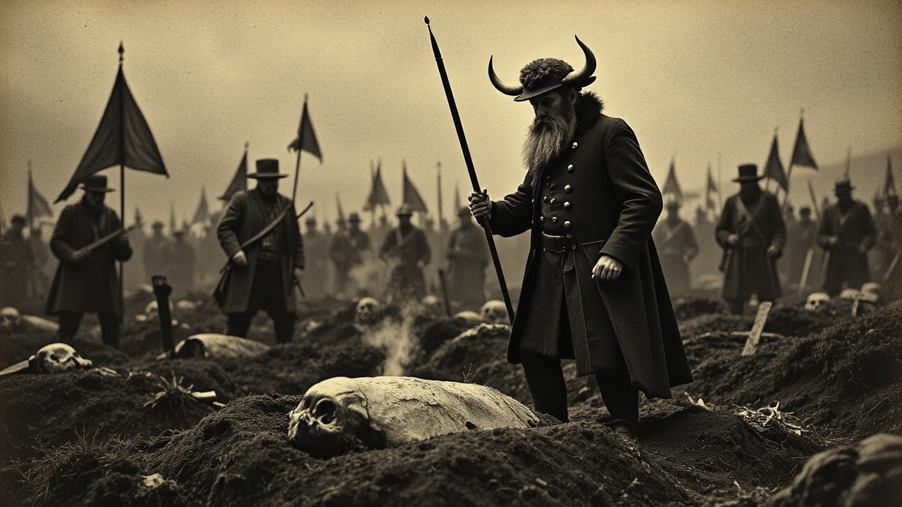 WWI soldiers burying German