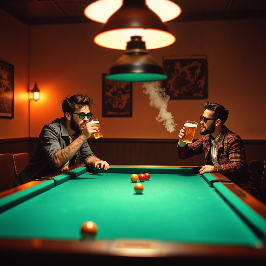 Hipsters playing pool and