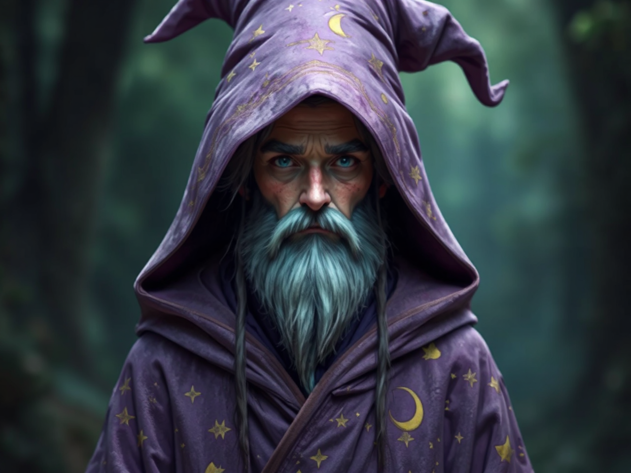 Adult wizard in elaborate