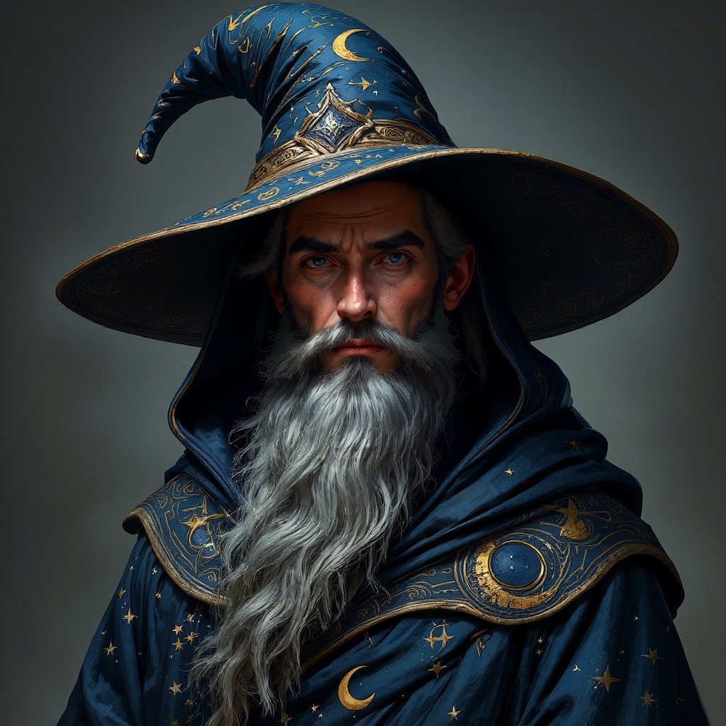 Adult wizard in fantasy