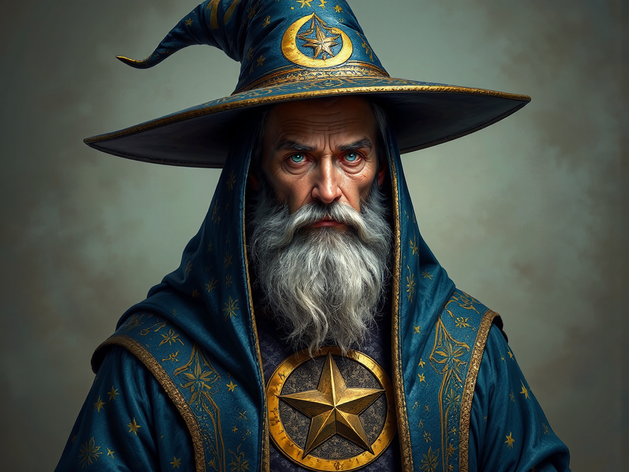 Adult wizard wearing Byzantine