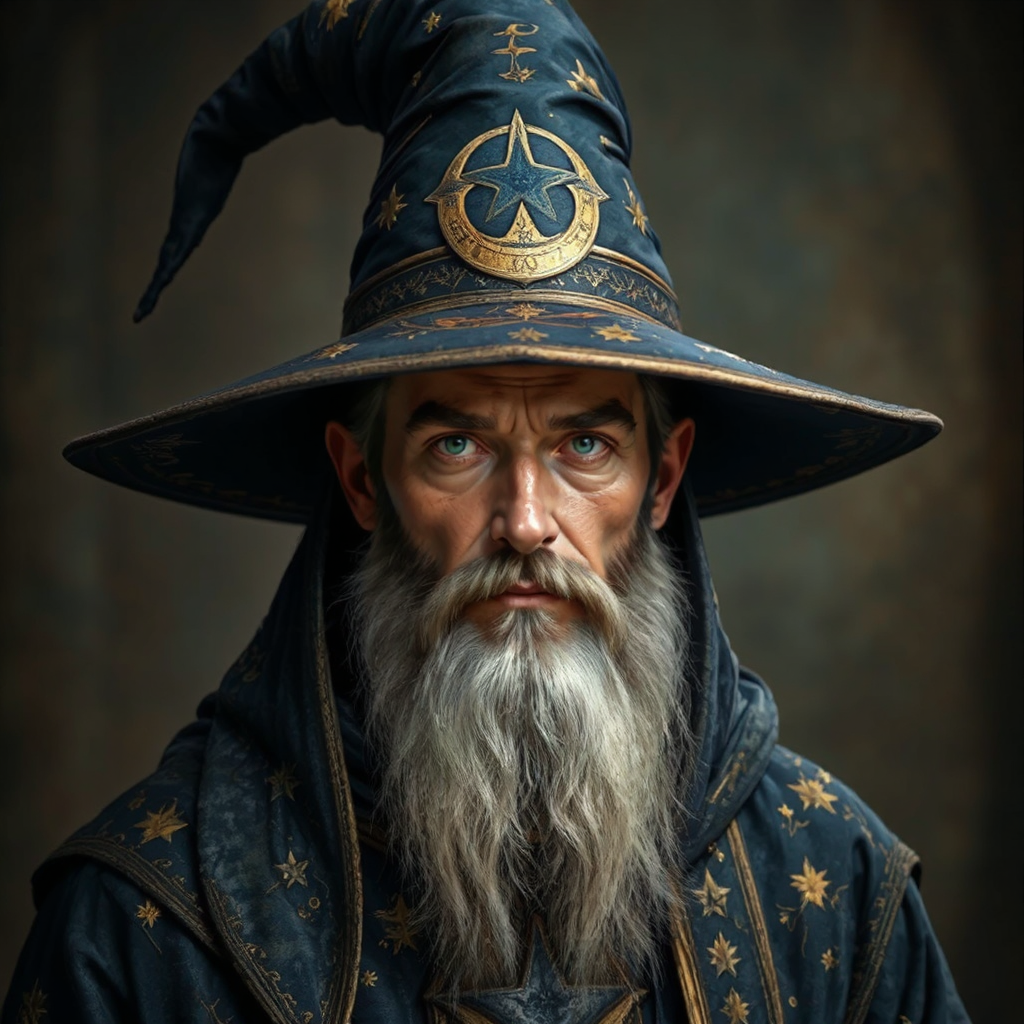 Adult wizard in fantasy
