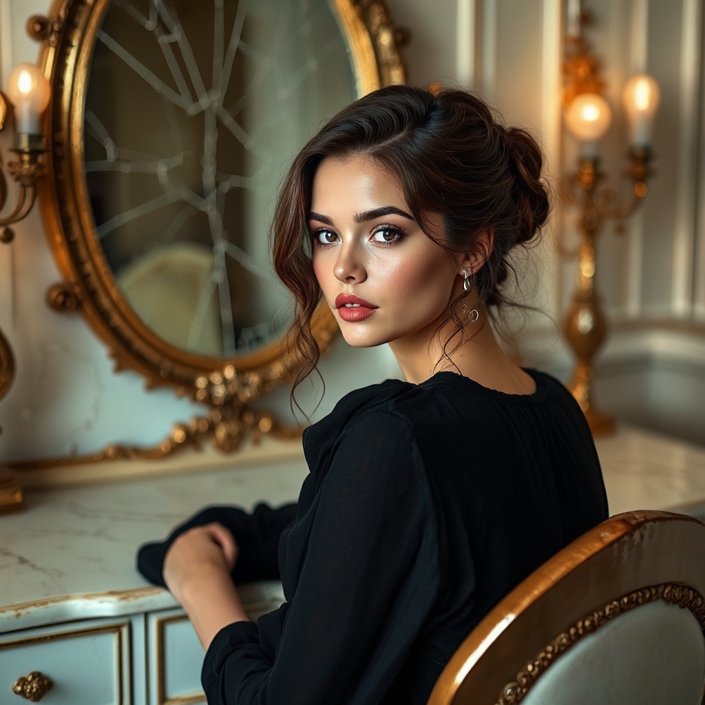 Woman sits at cracked