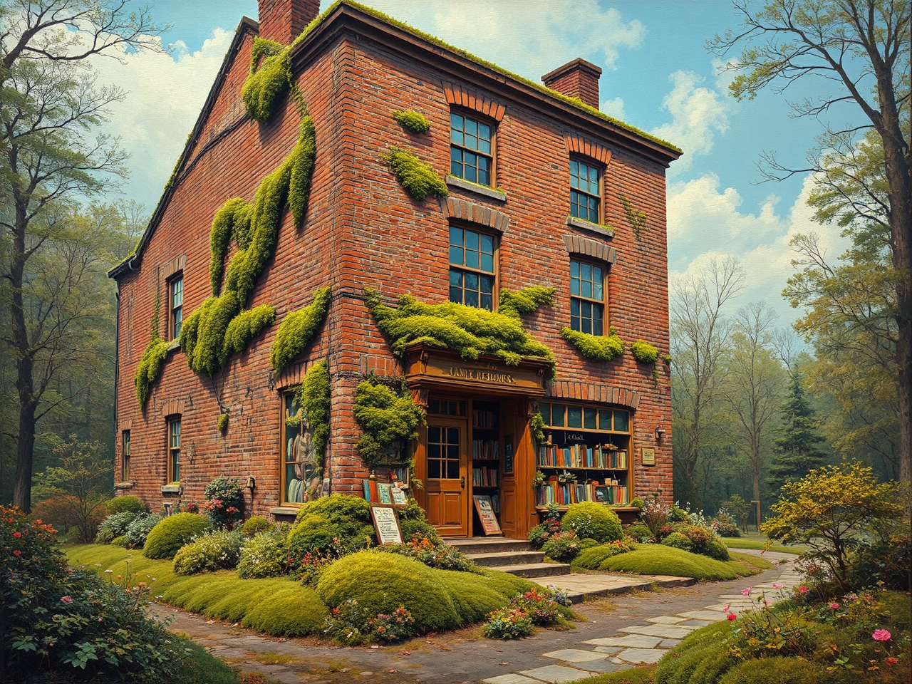 Brick building with greenery