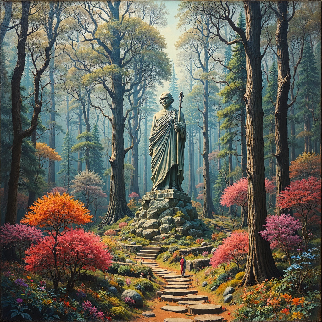 A colorful labyrinthine forest