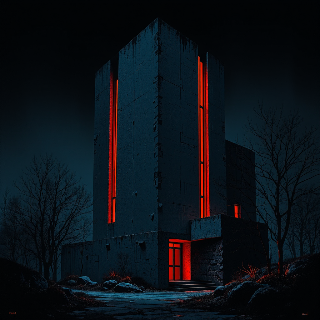 Architecture with dramatic lighting.