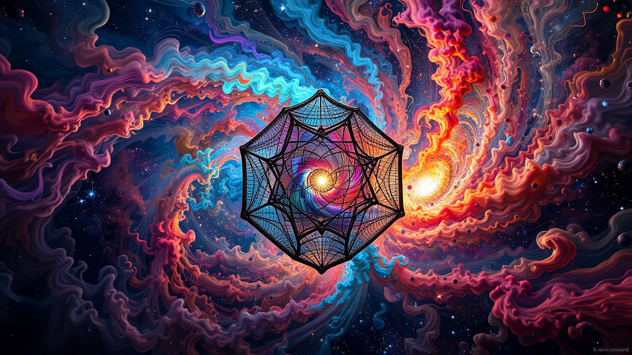 Intricate hexagonal metal sculpture.