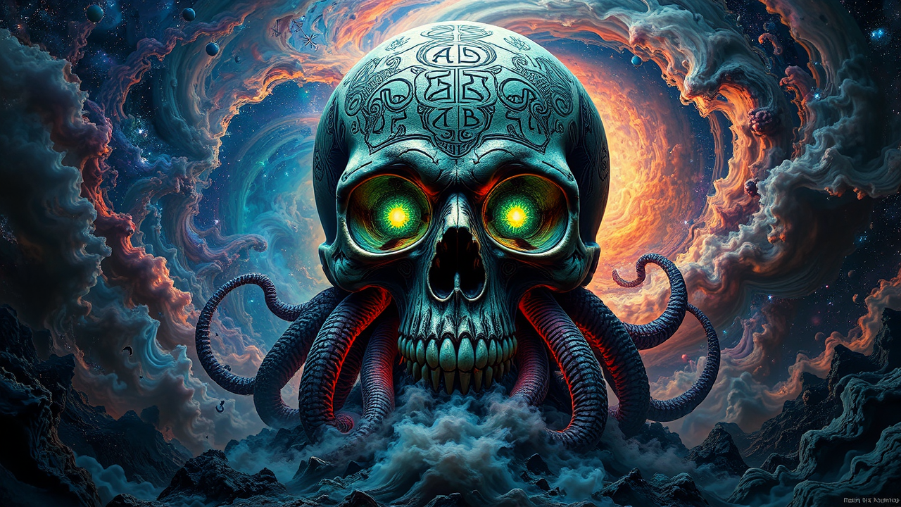 Giant skull in space