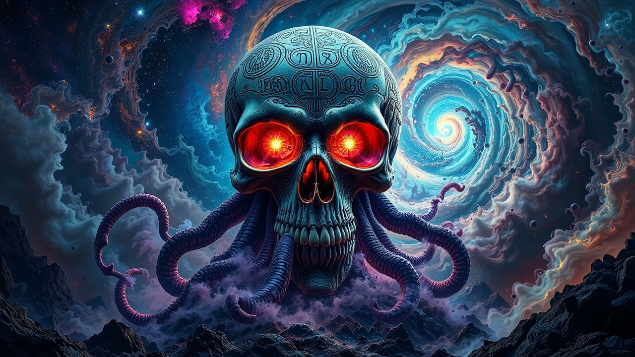 Giant skull in space