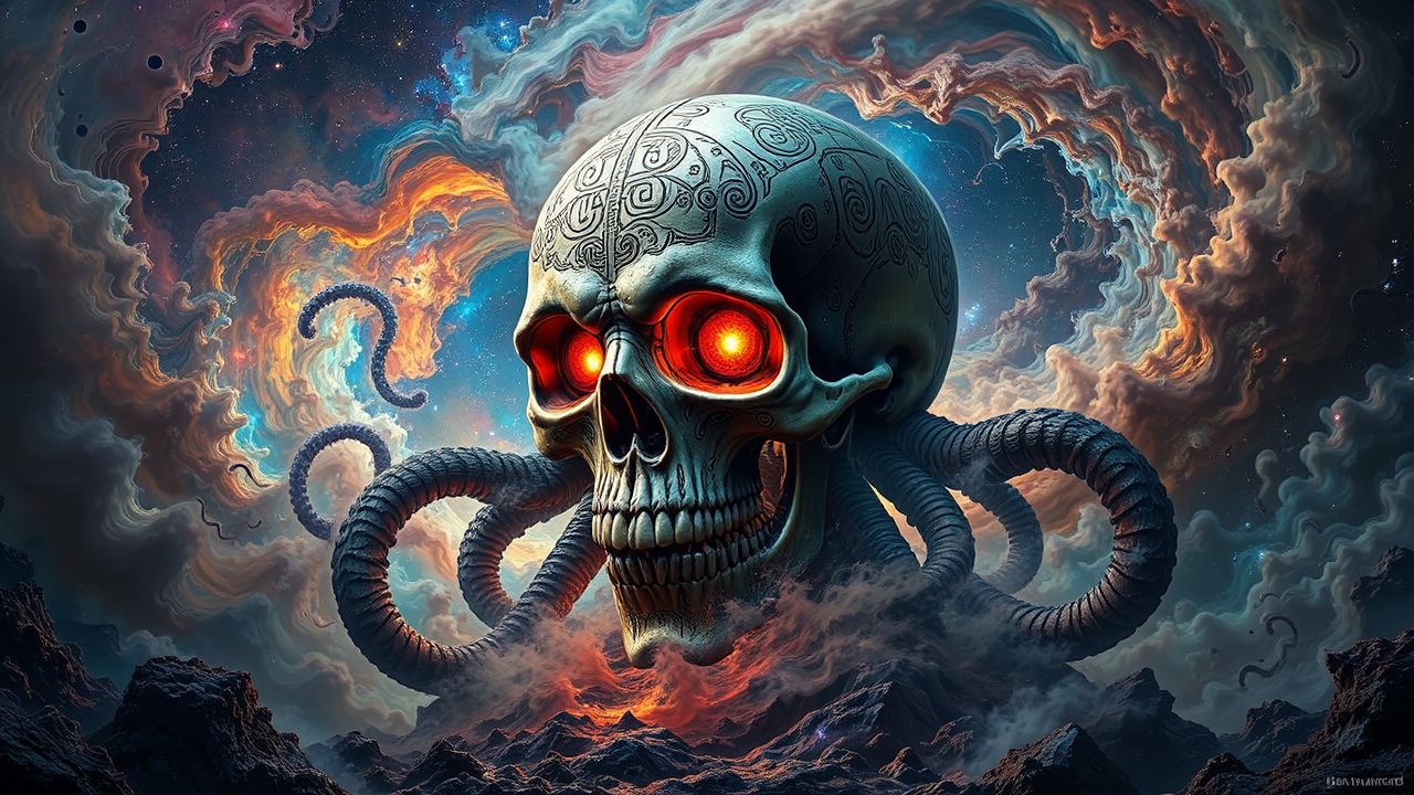 Giant skull in space