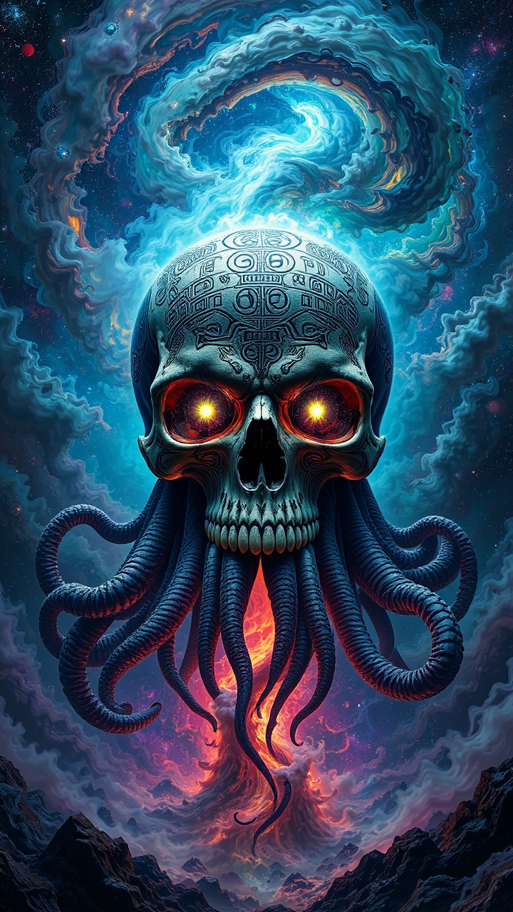 Giant skull in space