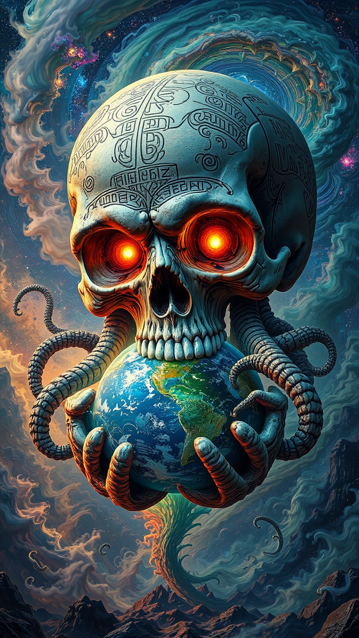 Giant skull with tentacles