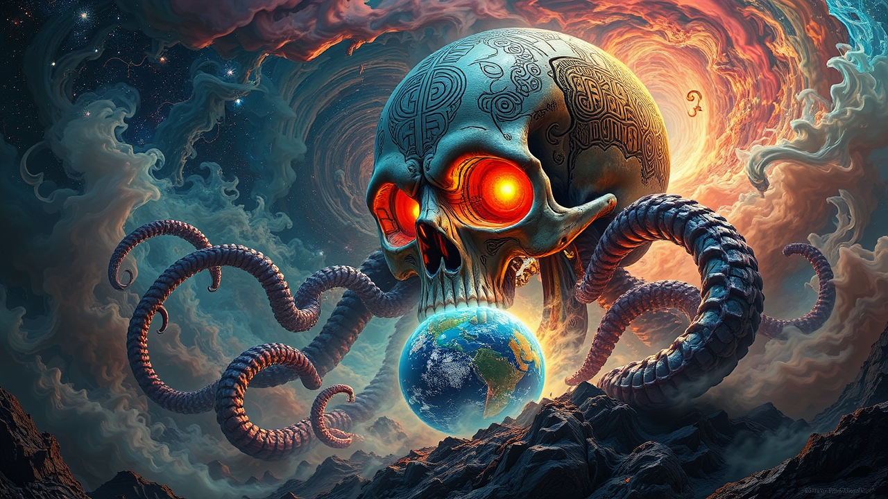 Giant skull with tentacled