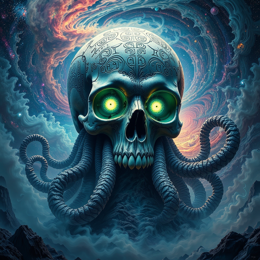 Giant skull with glowing