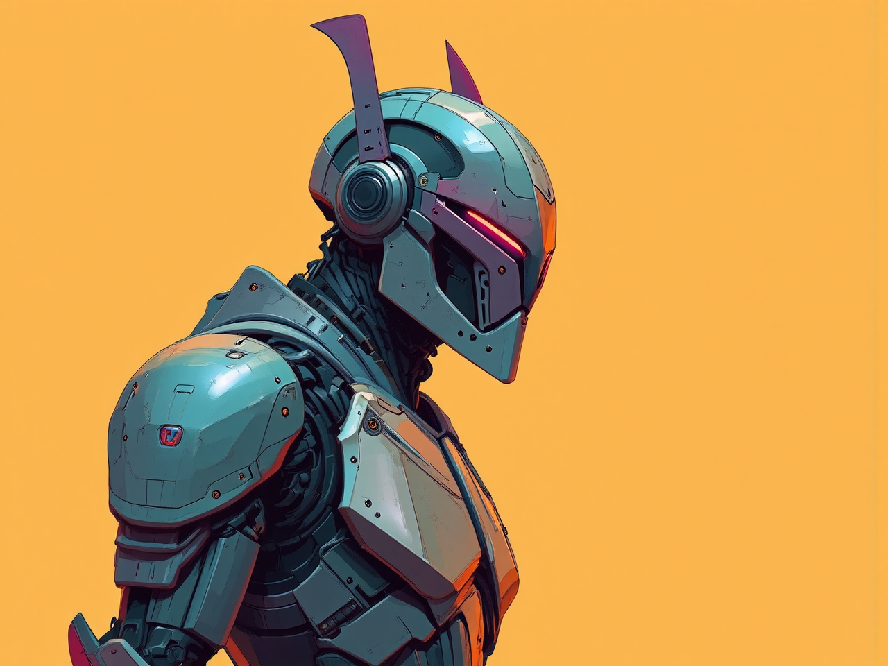 Cyberpunk robotic Mandalorian figure.