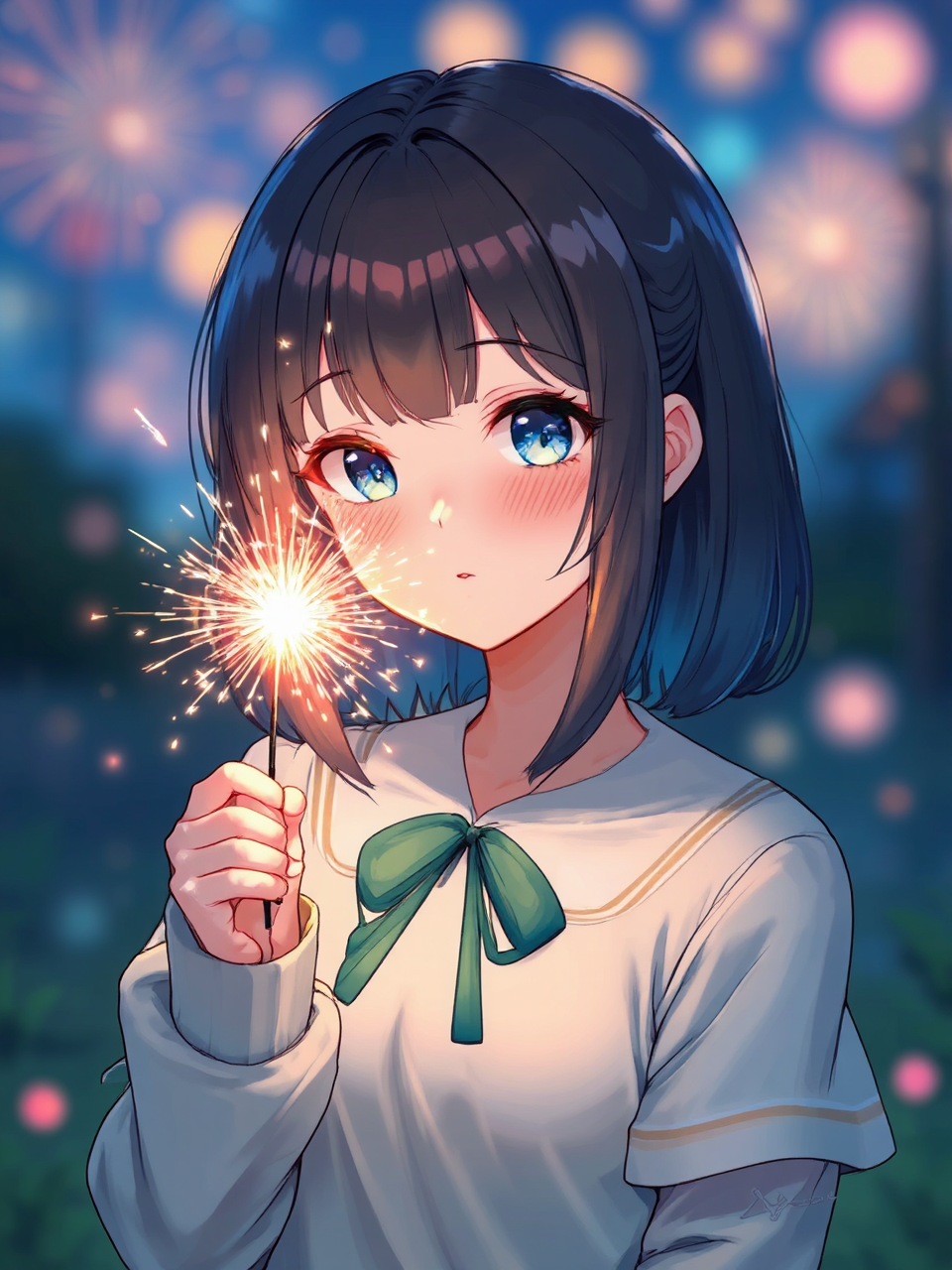 Girl with sparkler in