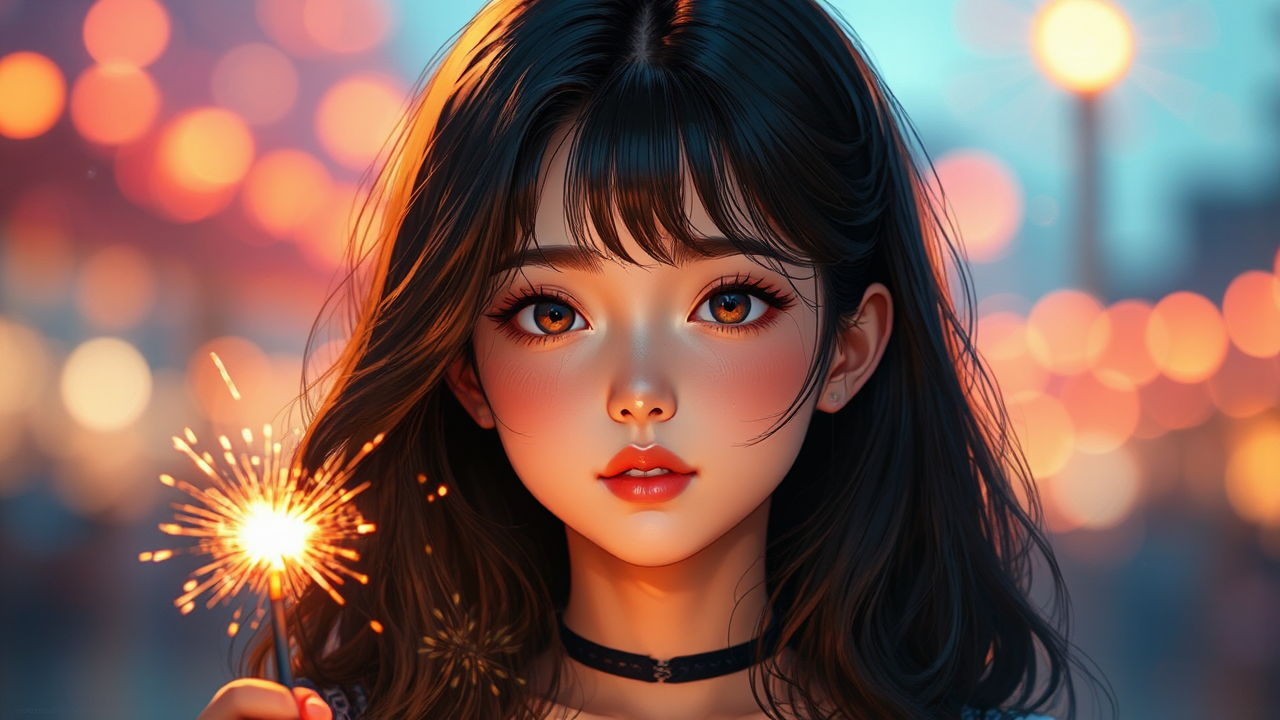 Girl with sparkler in