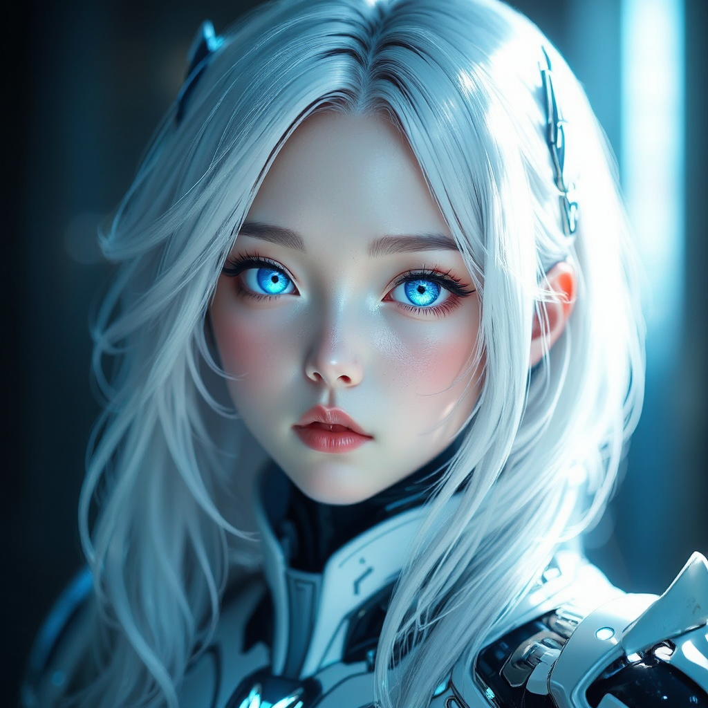 Young android girl in