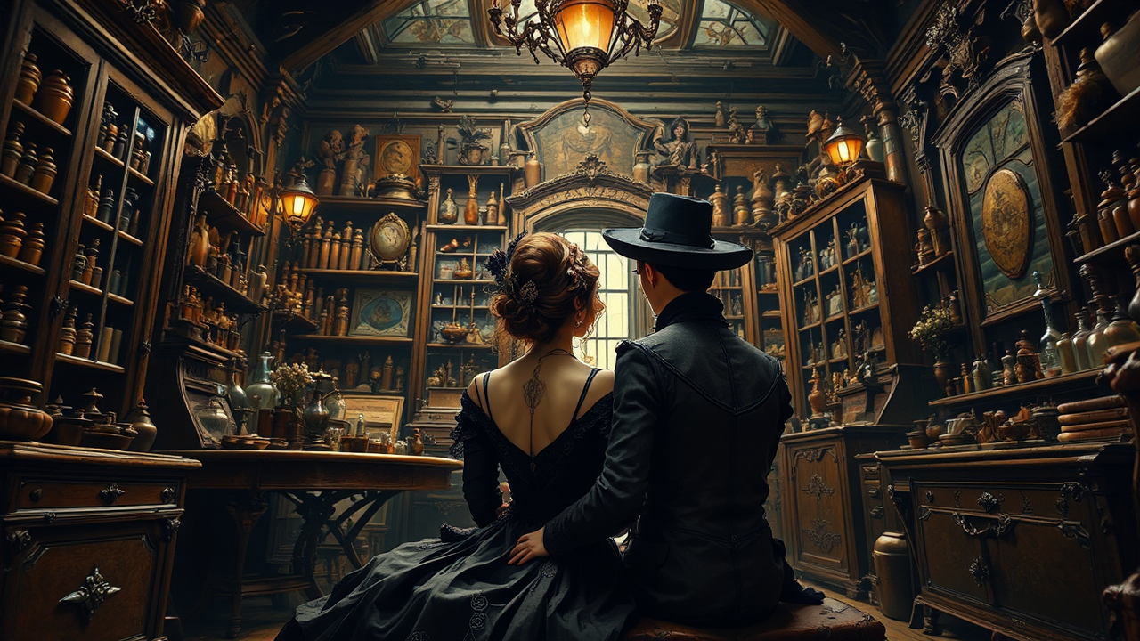 Couple in antique shop