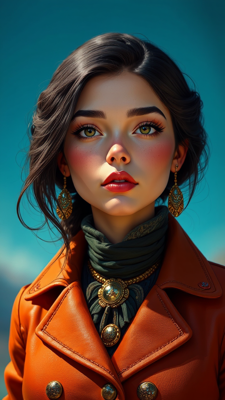 Woman in lether coat