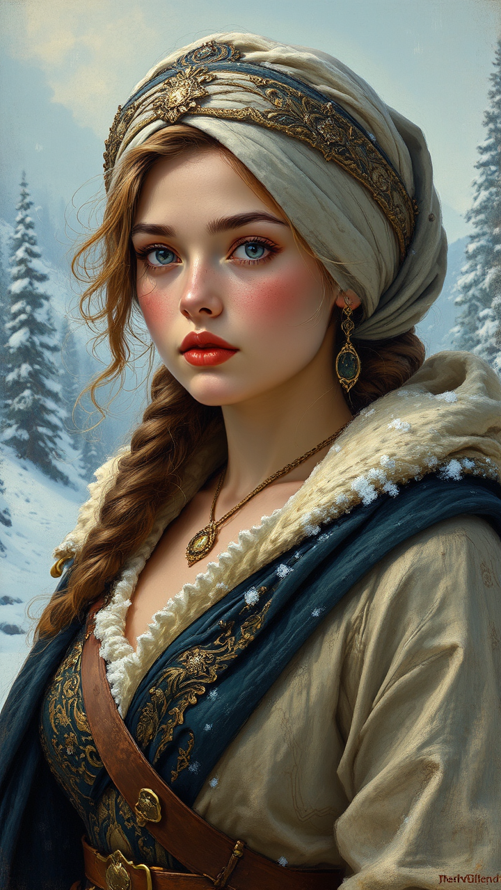 Woman in fantasy winter