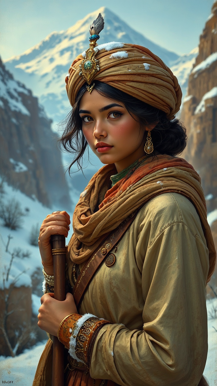 A woman in desert