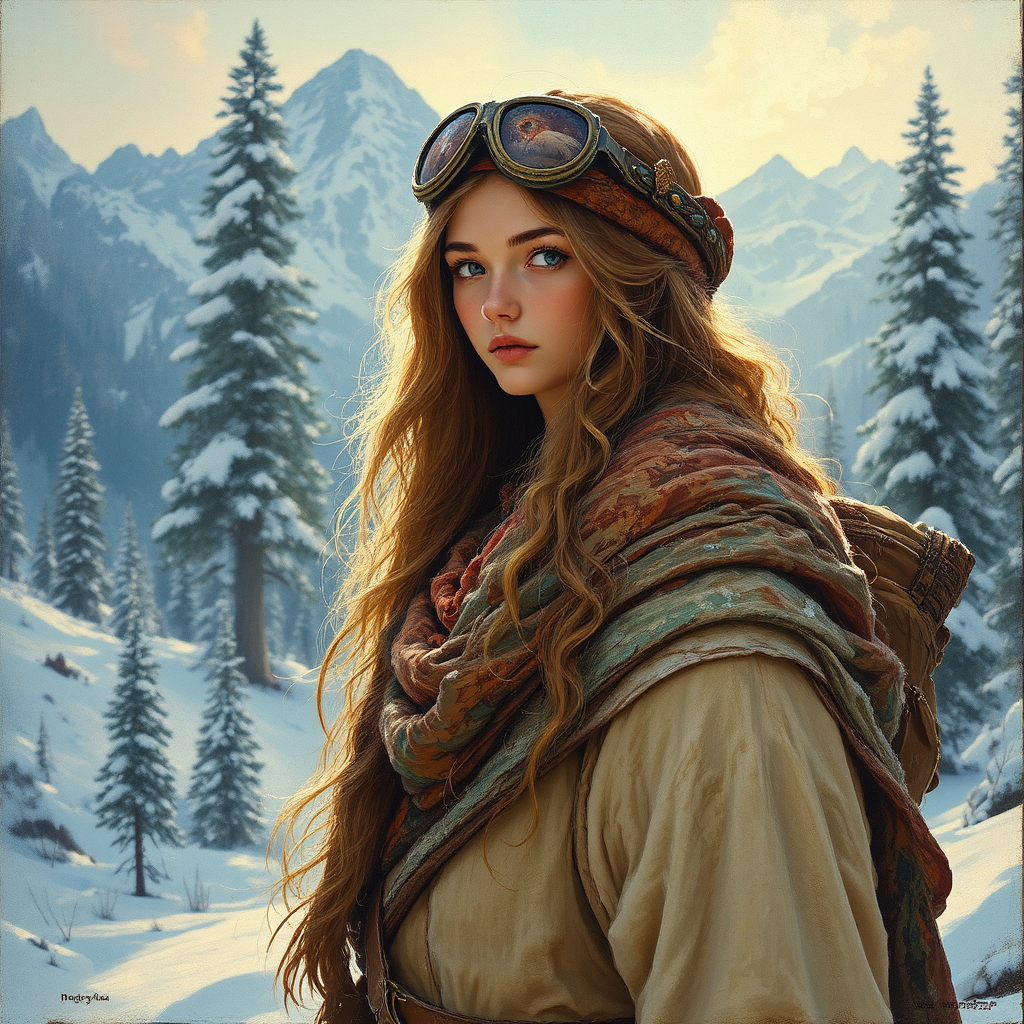 Woman in elaborate winter