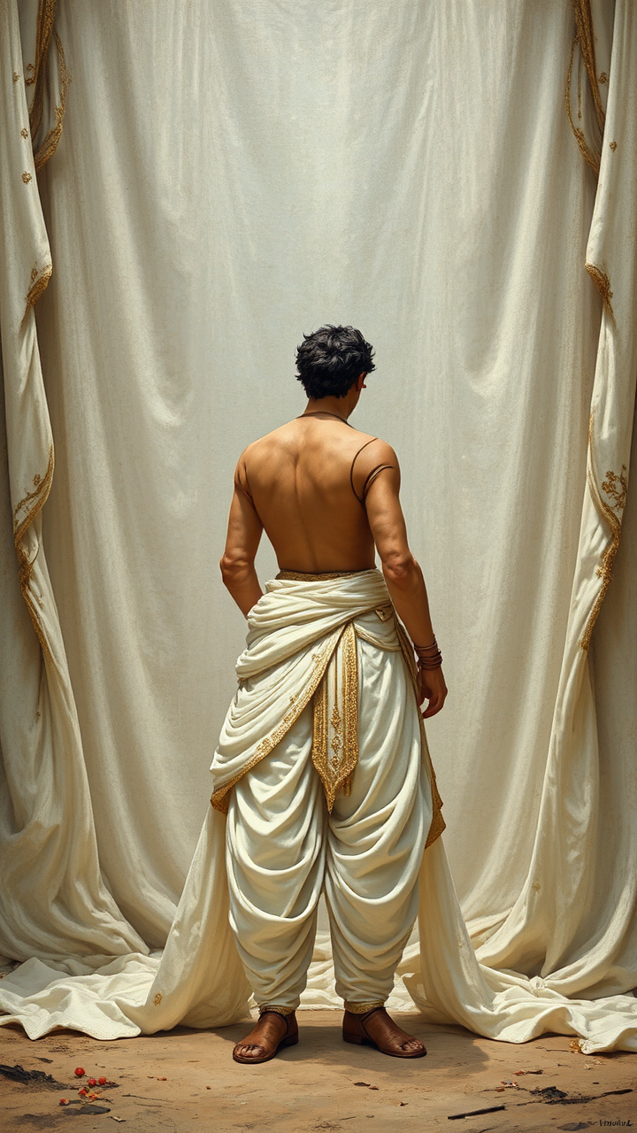 White-clad man in jodhpurs.