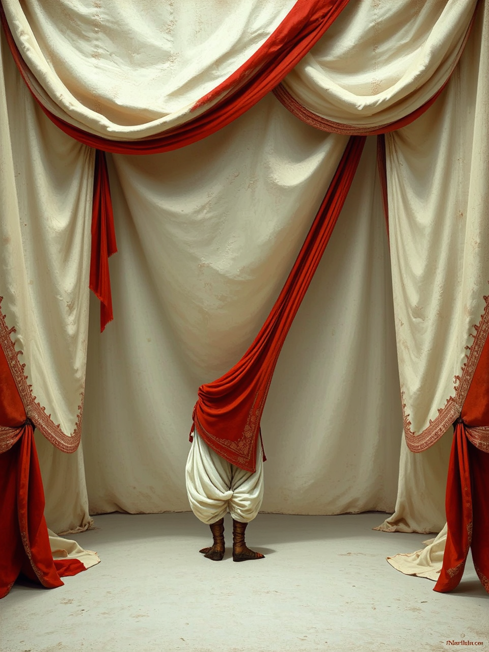 Clothed figure in jodhpurs.