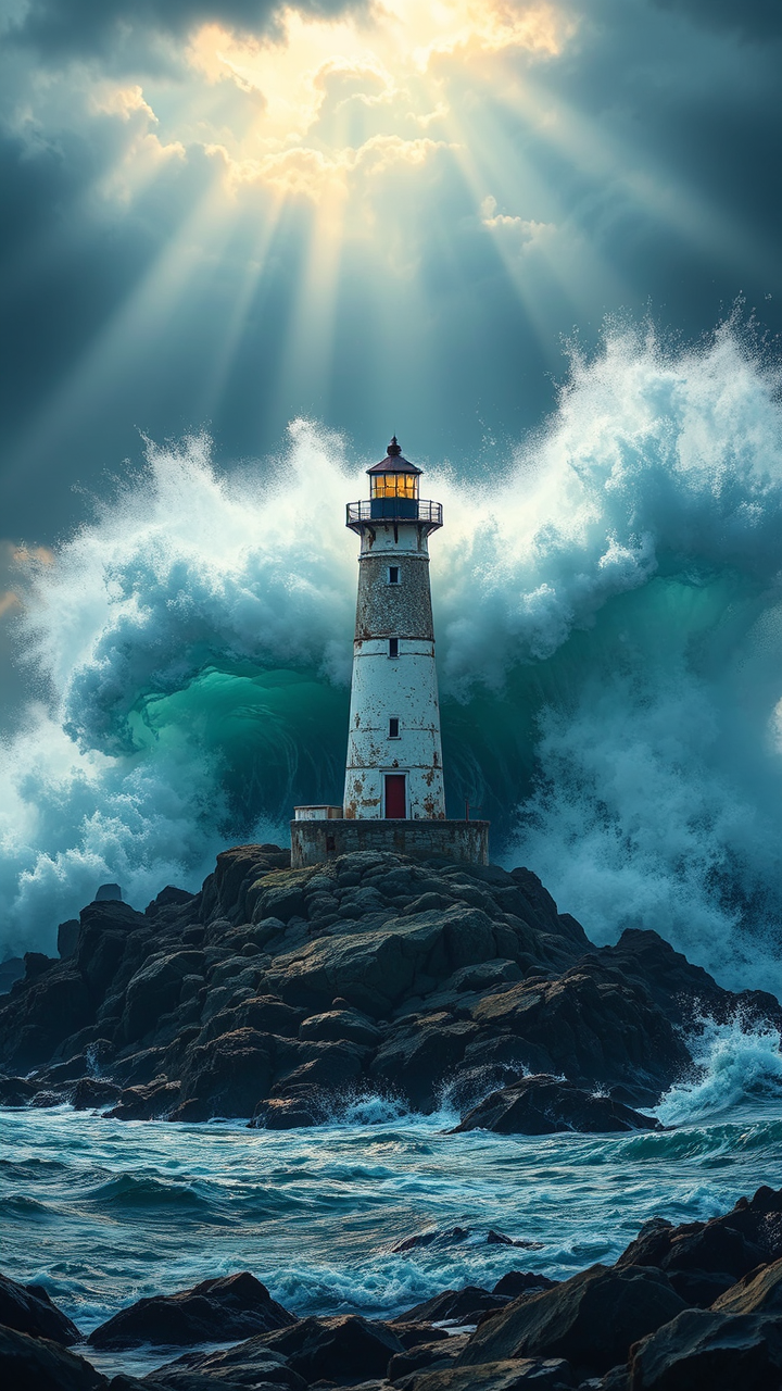 Lighthouse on rocky coast