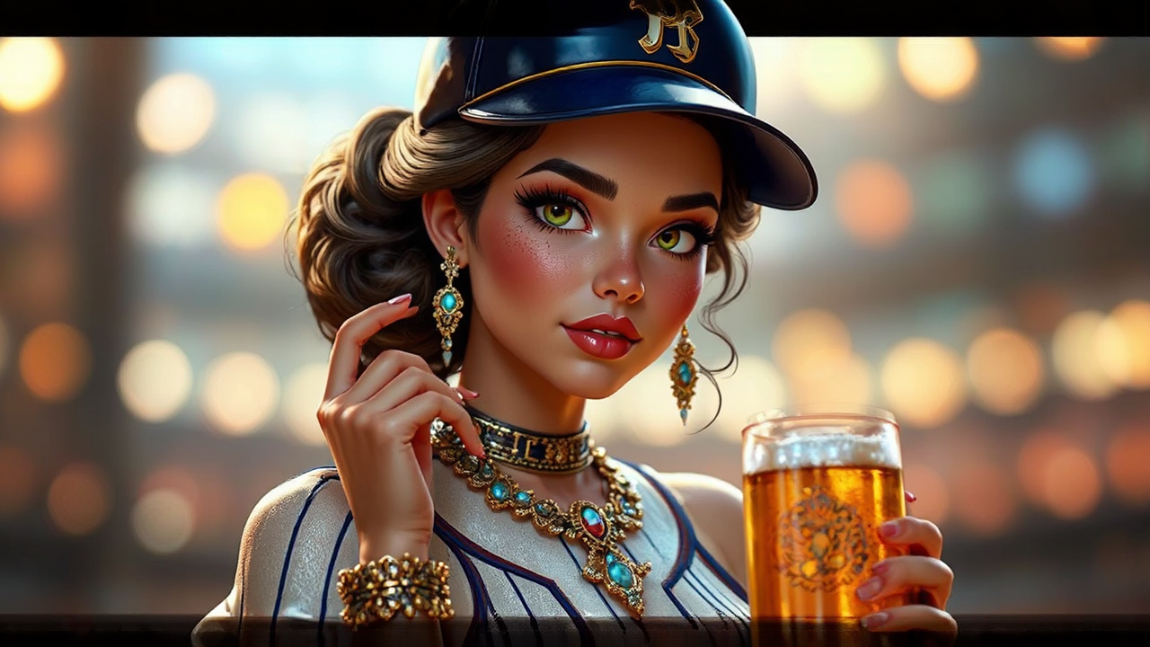 Woman in glamorous baseball