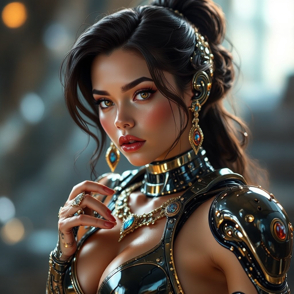 Cyborg woman in glamorous