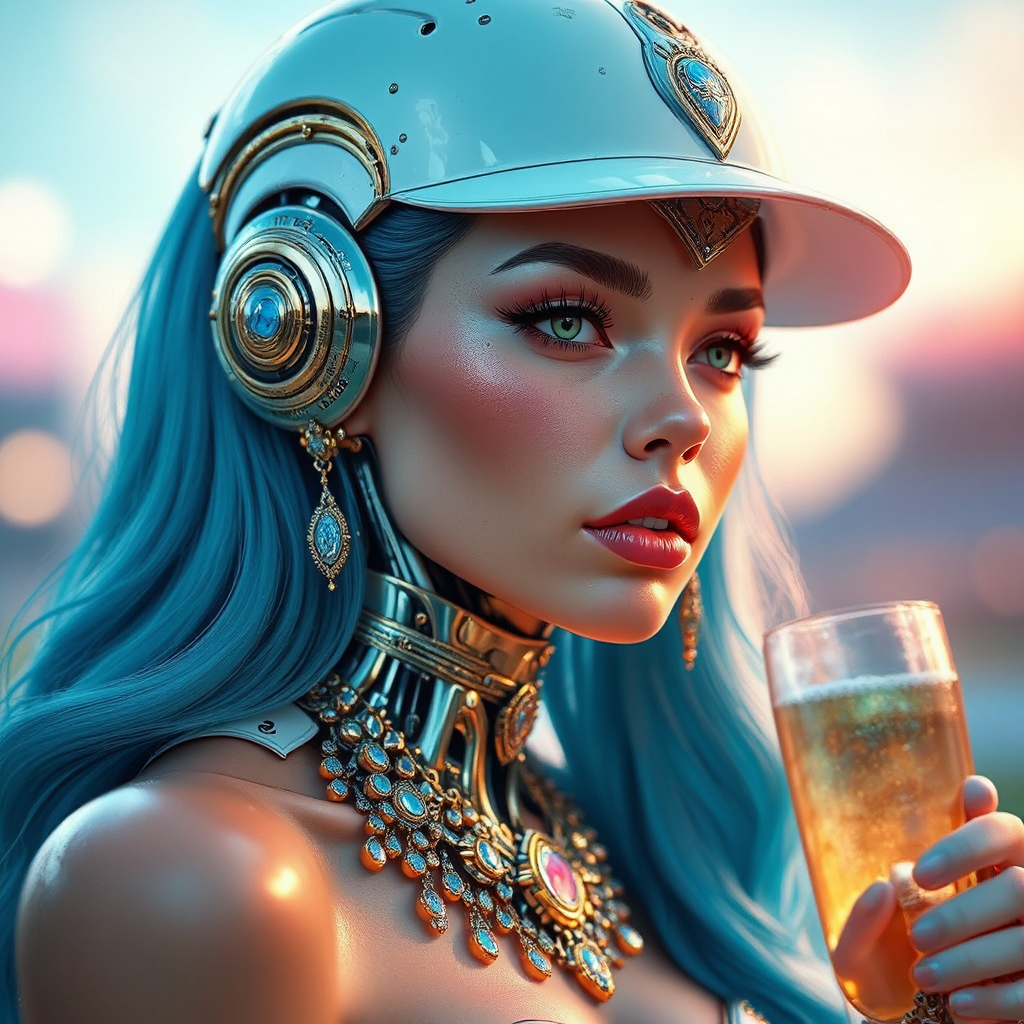 Cyborg woman in glamorous