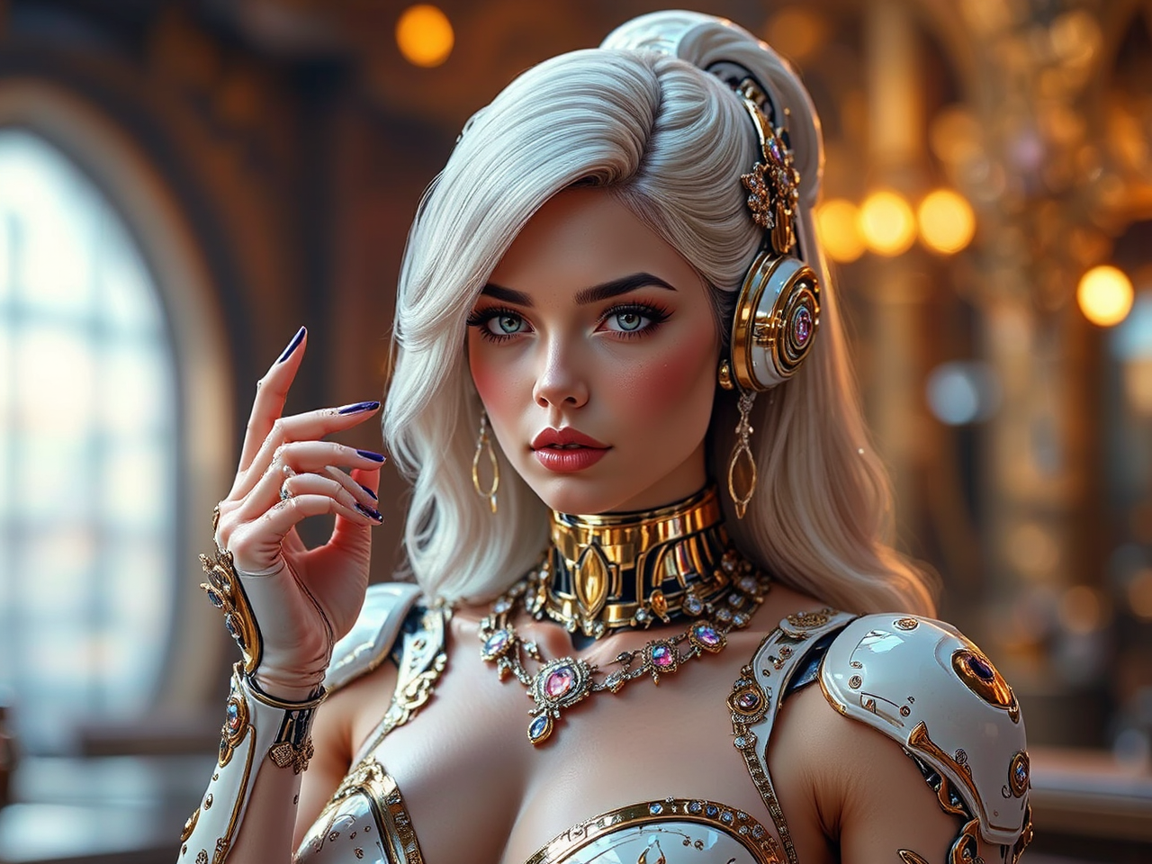 Cowgirl cyborg woman with