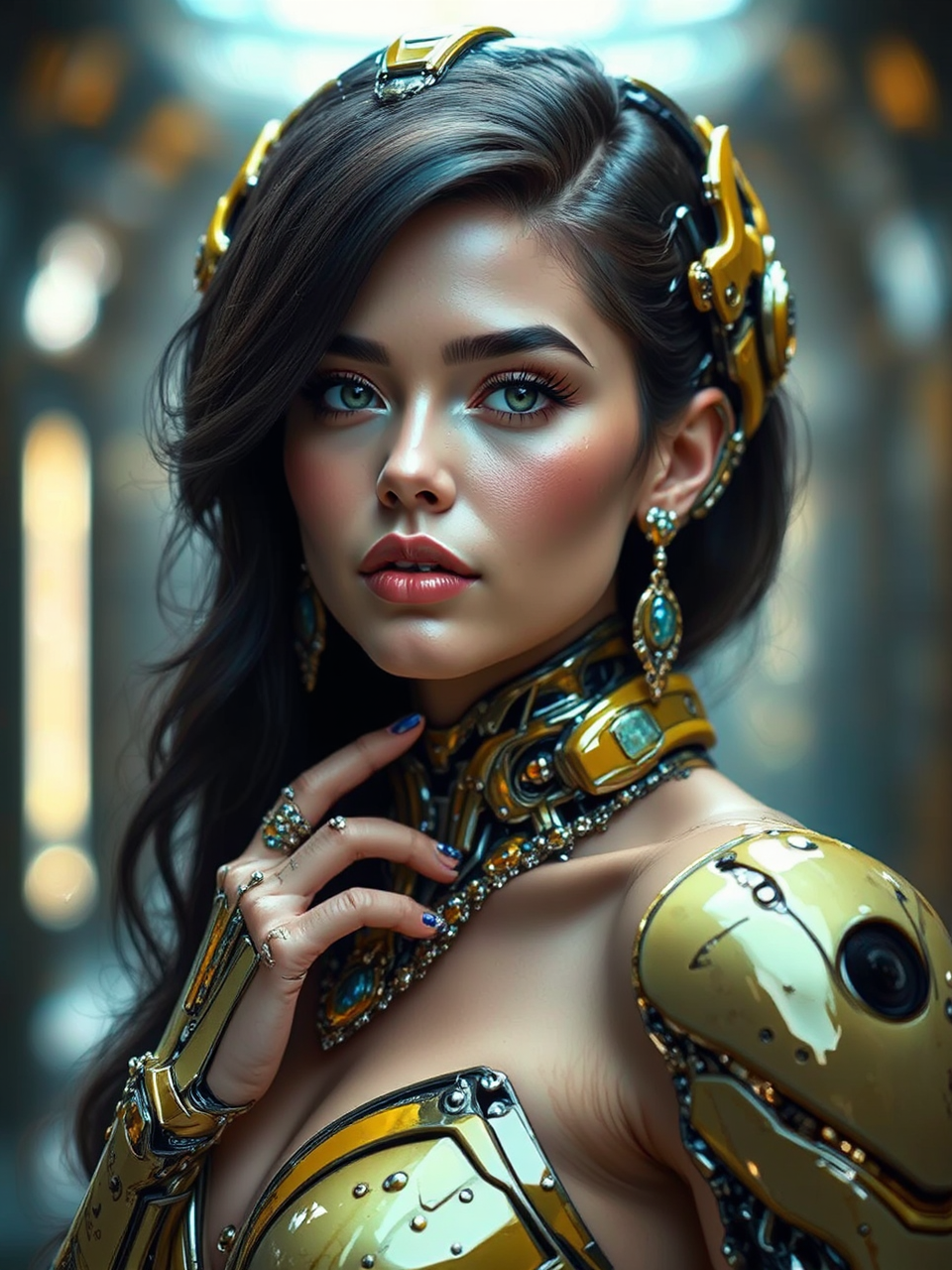 Cyborg woman dressed as