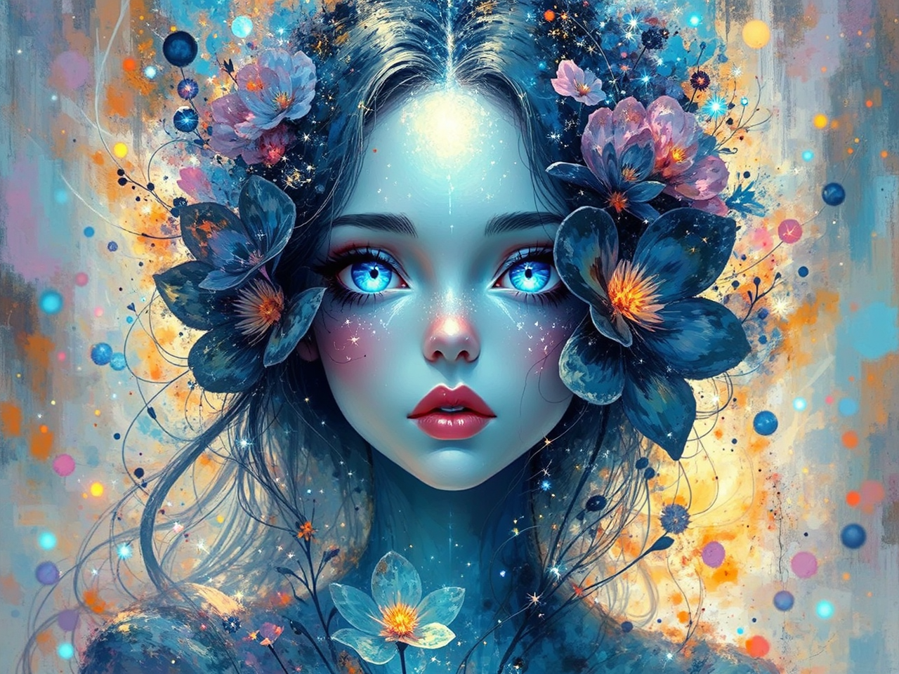 Abstract anime goddess with